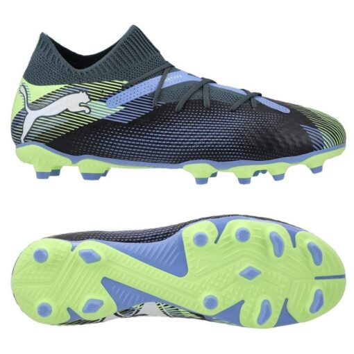 PUMA Future 7 Pro FG/AG Lights Out - Blå/Hvid/Grøn Børn