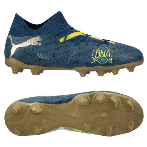 PUMA Future 7 Match FG/AG NJR BNA - Blå/Blå/Gul/Grøn/Guld Børn LIMITED EDITION