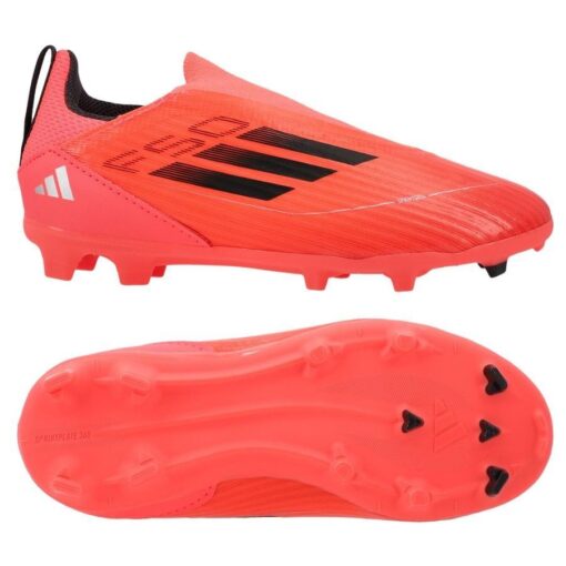 adidas F50 League Laceless FG/AG Vivid Horizon - Rød/Sort/Sølv Børn