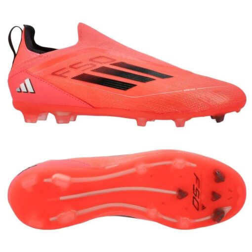 adidas F50 Pro Laceless FG Vivid Horizon - Rød/Sort/Sølv Børn