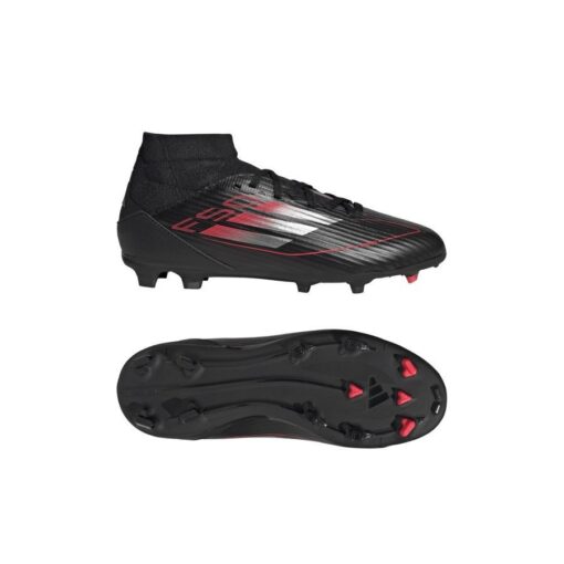 adidas F50 League Mid FG/AG Stealth Victory - Sort/Sølv/Rød Børn