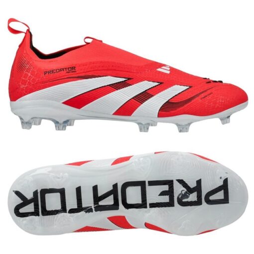 adidas Predator Elite Laceless FG Pure Victory - Rød/Hvid/Sort Børn