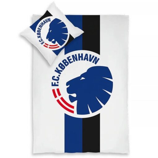 F.C. København Sengetøj Stripe Logo - Hvid/Blå/Sort